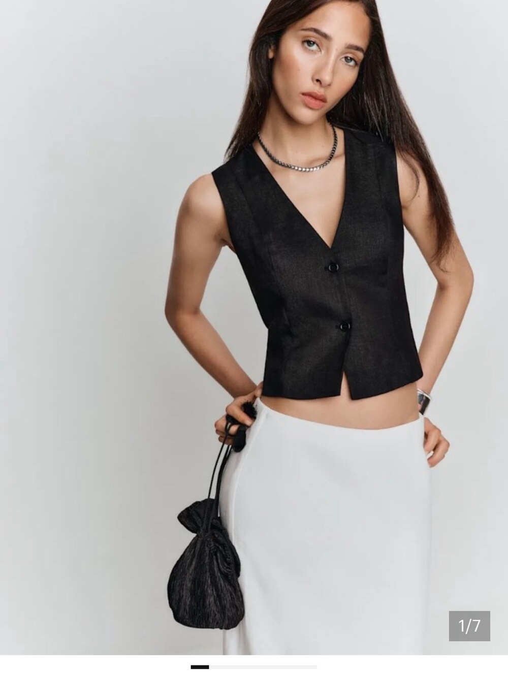 Reformation Black Sleeveless Button Vest